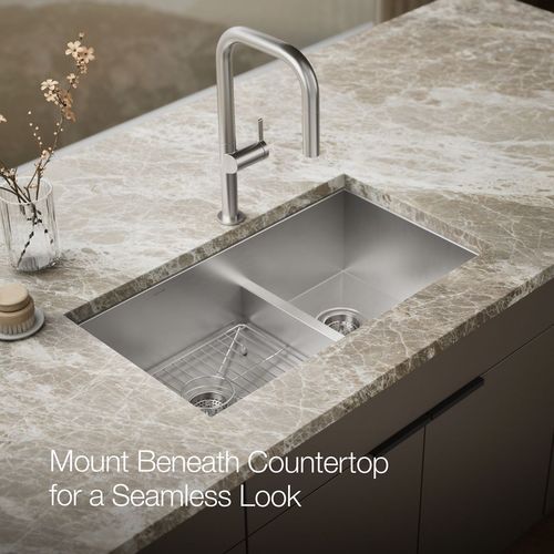 Main product image of Vault Smart Divide 33" 4-Hole Top/Undermount Double Bowl Kitchen Sink, K-3839-3-NA