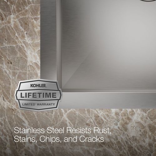 Main product image of Vault Smart Divide 33" 4-Hole Top/Undermount Double Bowl Kitchen Sink, K-3839-3-NA