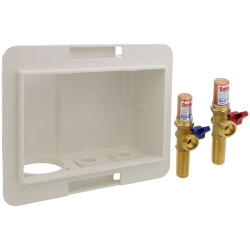 Main product image of Fire Rated Copper Sweat Washing Machine Outlet Box w/ Water Hammer Arrestor, 1/4 Turn Brass Ball Valve (Standard Pack)