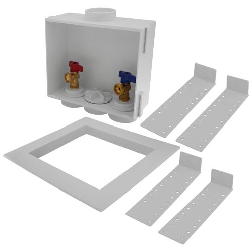 QUADTRO Washing Machine Outlet Box 1/4 Turn Brass Ball Valves (Sweat)