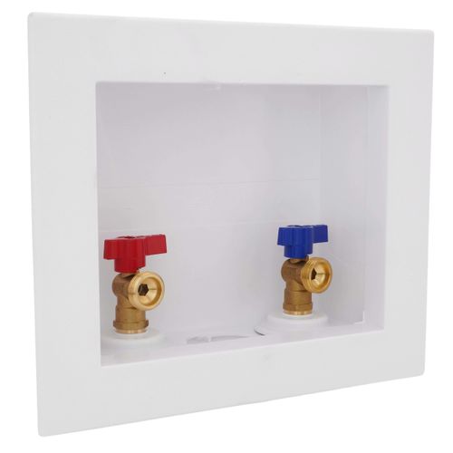Main product image of QUADTRO Washing Machine Outlet Box w/ 1/4 Turn Brass Ball Valves (1/2" PEX Crimp)