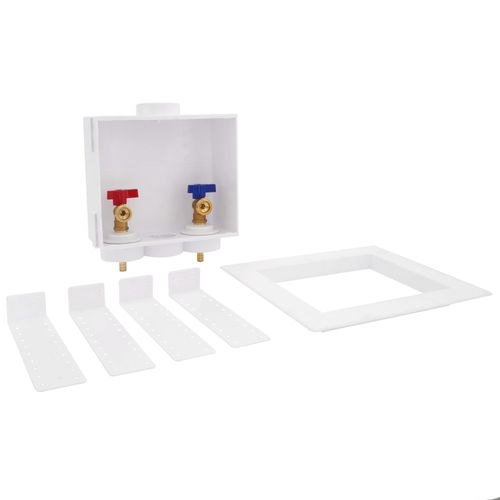 Main product image of QUADTRO Washing Machine Outlet Box w/ 1/4 Turn Brass Ball Valves (1/2" PEX Crimp)