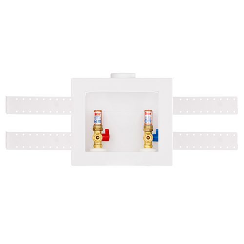 Main product image of QUADTRO CPVC Washing Machine Outlet Box w/ 1/4 Turn Brass Hammer Ball Valve (Standard Pack)