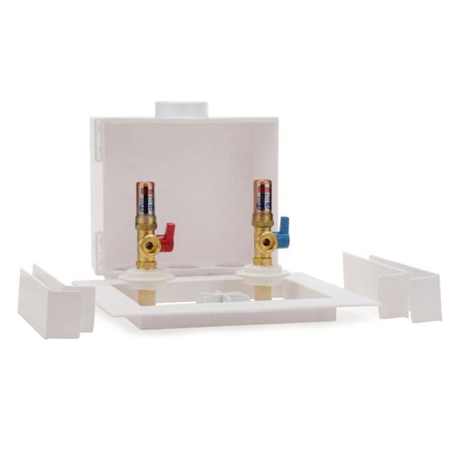 Main product image of QUADTRO CPVC Washing Machine Outlet Box w/ 1/4 Turn Brass Hammer Ball Valve (Standard Pack)