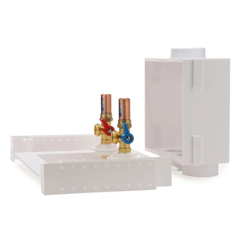 Main product image of QUADTRO CPVC Washing Machine Outlet Box w/ 1/4 Turn Brass Hammer Ball Valve (Standard Pack)