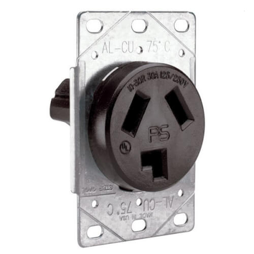 Main product image of Straight Blade Single Receptacle, 3P, 3-Wire, NEMA 10-30R - Black (30A, 125/250V)