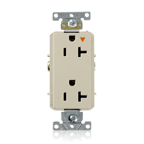 Main product image of Decora Plus Isolated Ground Duplex Receptacle Outlet,  Smooth Face, 20A, 125V Back or Side Wire, NEMA 5-20R, 2-Pole, 3-Wire, Self-Grounding (Ivory)