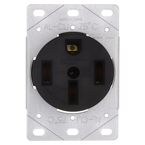 Main product image of Straight Blade Single Receptacle, 3P, 4-Wire - Black (50A, 125/250V)