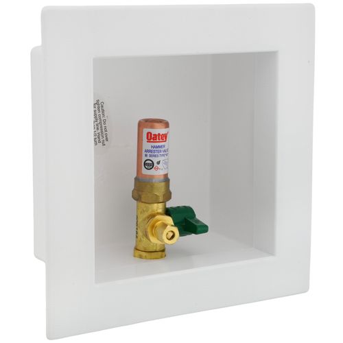 Main product image of Square CPVC Ice Maker Outlet Box w/ Water Hammer Arrestor, 1/4 Turn, Low Lead (Standard Pack)