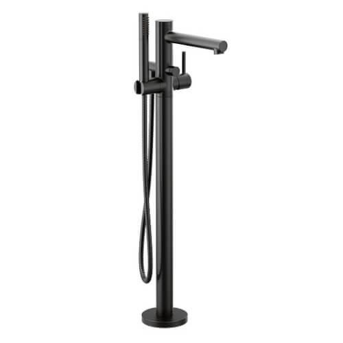 Main product image of Align Single Handle Floor Mounted Tub Filler w/ Hand Shower (Matte Black), 395BL