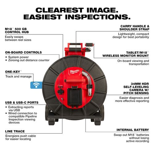 Main product image of M18 200' Stiff Modular Pipeline Inspection System