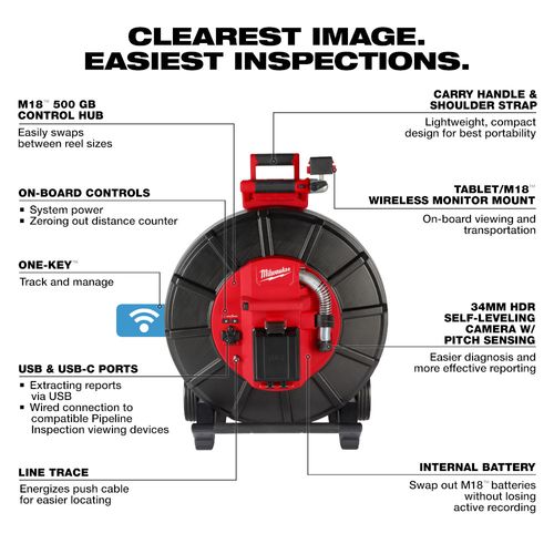Main product image of M18 325' Stiff Modular Pipeline Inspection System