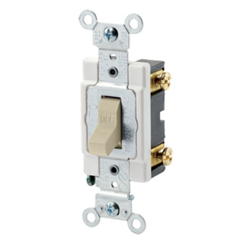 Main product image of 3A, 24V AC/DC, Toggle, Single-Pole, Self-Grounding, Back & Side Wired (Ivory)