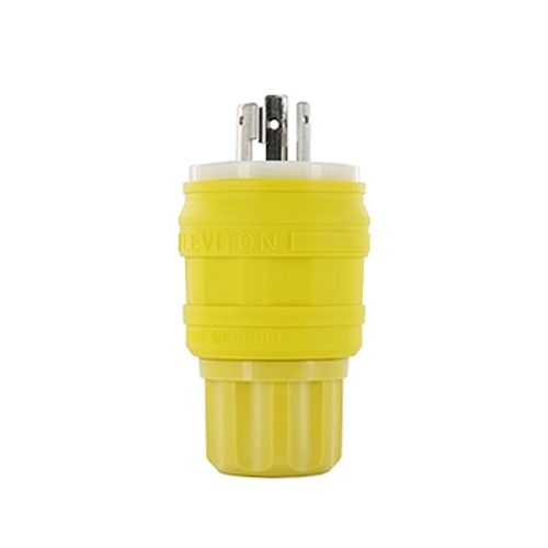 Main product image of 30A, 250V NEMA L6-30P, 2P, 3W, Locking Plug, Grounding, Wetguard (Yellow)