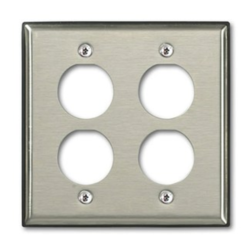 Main product image of Dual-Gang Stainless Steel Duraport, Industrial Wallplate, 4-port