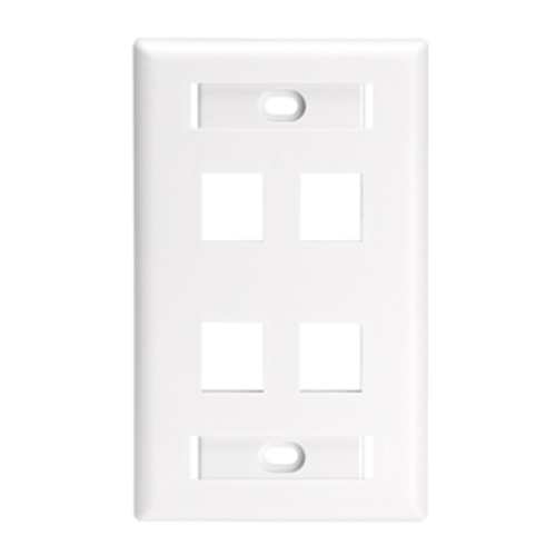 Main product image of Quickport, Wallplate For LaRGe Connectors w/ ID Windows, Single Gang, 4-port (White)