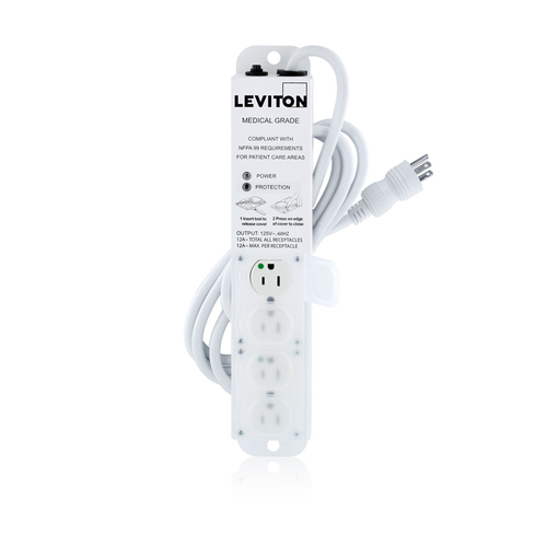 Main product image of 15A 125V, Medical Grade SuRGe Protective Power Strip w/ 4 NEMA 5-15R Outlets, 7' Cord