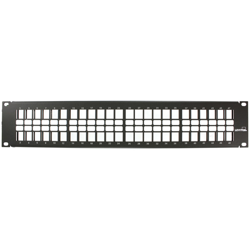 Main product image of Flat Quickport, Patch Panel w/ Vertical Numbering, 48"port, 2RU (Black) Cable Management Bar Included.