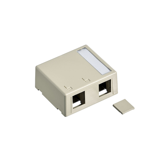 Main product image of Surface-mount Quickport, Box, Plenum Rated, 2-port (Light Almond)
