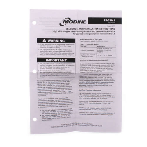 Main product image of High Altitude Conversion Kit- Stickers And Instructions Only, 3H0378130000