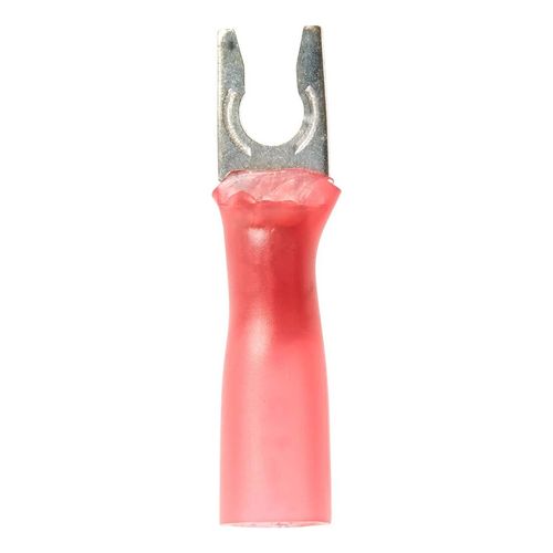 Main product image of Partially Insulated, #6 Stud, Crimp Locking Fork Terminal, Red (Pack of 25)