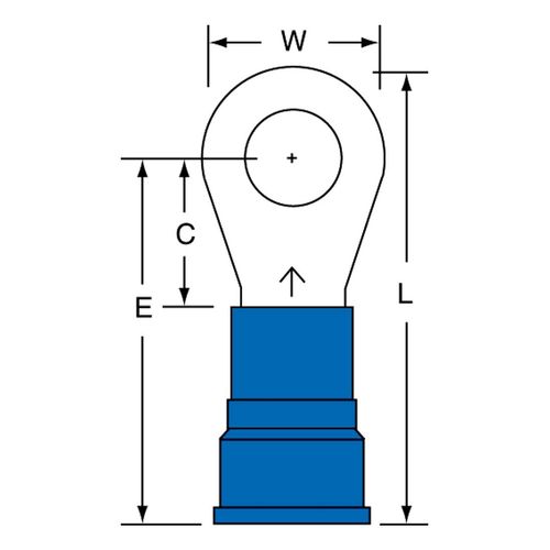 Main product image of Partially Insulated, 6 to 6 AWG, Crimp Connection Circular Ring Terminal (Pack of 25)