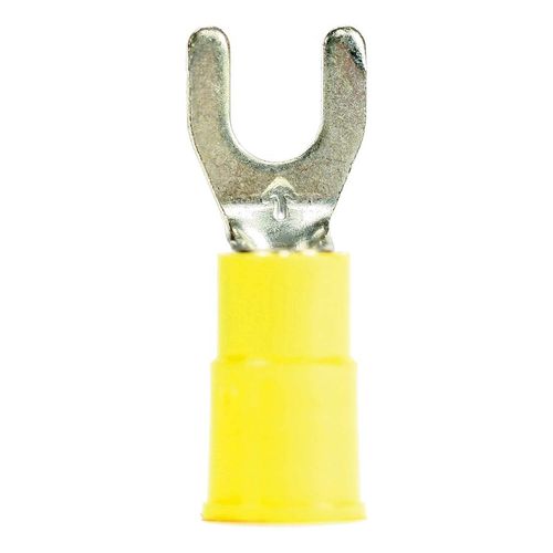 Main product image of Vinyl, Partially Insulated, #10 Stud, Crimp Standard Fork Terminal, Yellow (Pack of 50)