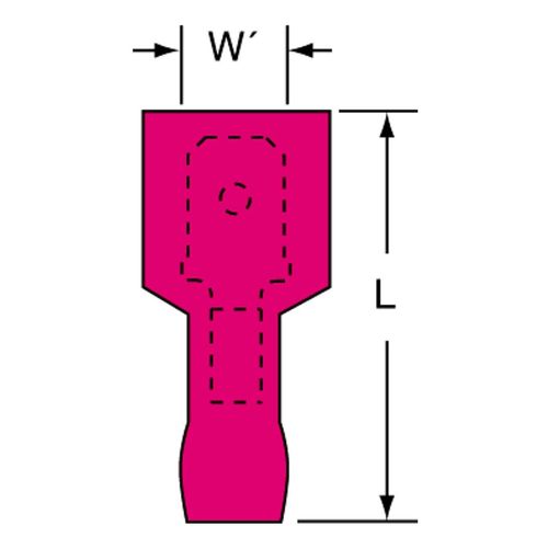 Main product image of Male, Nylon, 22-18 AWG, 1/4" Tab Width Wire Disconnect, Red (Pack of 100), 7010304076