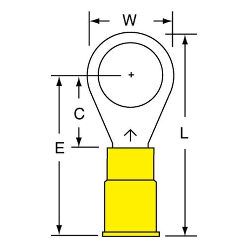 Main product image of Partially Insulated, 12 to 10 AWG, Crimp Connection Circular Ring Terminal (Pack of 50), 7010319492