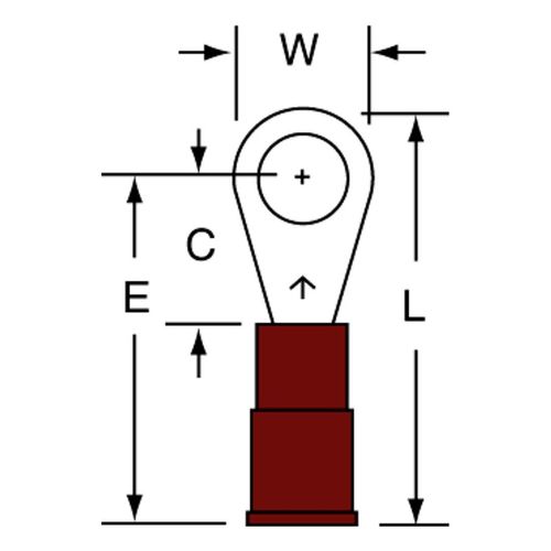 Main product image of Partially Insulated, 22 to 18 AWG, Crimp Connection Circular Ring Terminal (Pack of 100), 7010349236