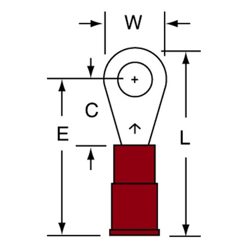 Main product image of Partially Insulated, 22 to 18 AWG, Crimp Connection Circular Ring Terminal (Pack of 100), 7010349238