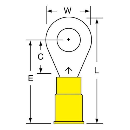 Main product image of Partially Insulated, 12 to 10 AWG, Crimp Connection Circular Ring Terminal (Pack of 50), 7010349242