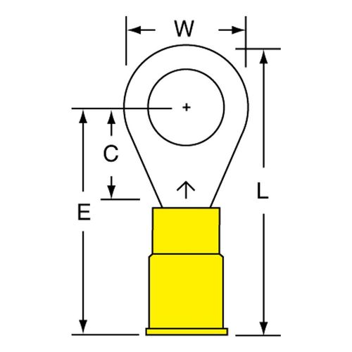 Main product image of Partially Insulated, 12 to 10 AWG, Crimp Connection Circular Ring Terminal (Pack of 50), 7010397383