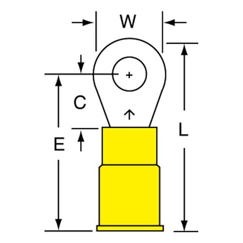 Main product image of Partially Insulated, 12 to 10 AWG, Crimp Connection Circular Ring Terminal (Pack of 50), 7010397385