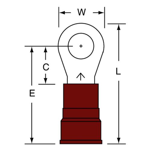 Main product image of Partially Insulated, 8 AWG, Crimp Connection Circular Ring Terminal (Pack of 25)