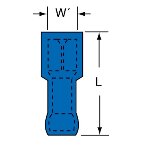 Main product image of Female, Nylon, 16-14 AWG, 0.187" Tab Width Wire Disconnect, Blue (Pack of 100)