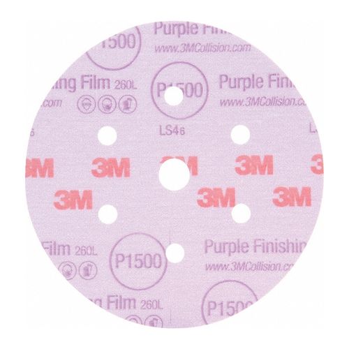 Main product image of 6", Hookit Purple Finishing Film Abrasive Disc 260L, 30767, Dust Free, P1500 (Pack of 50)