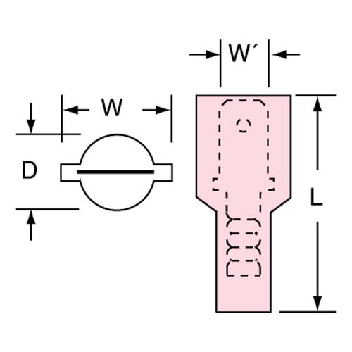 Main product image of Male, Nylon, 22-18 AWG, 0.187" Tab Width Wire Disconnect, Red (Pack of 100), 7100164986