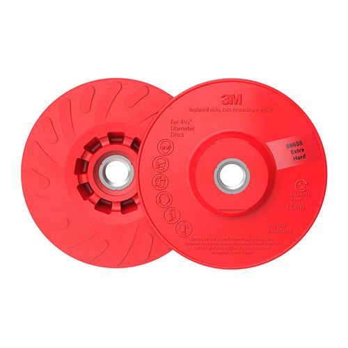 Main product image of 4-1/2", Red, Disc Back-up Pad Ribbed, 88655, Extra Hard, One Piece
