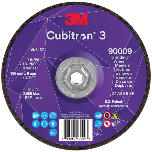 Main product image of 7" Dia Precision Shaped Ceramic Depressed-Center Wheels 1/4" Thick 36 Grit, 7100312965