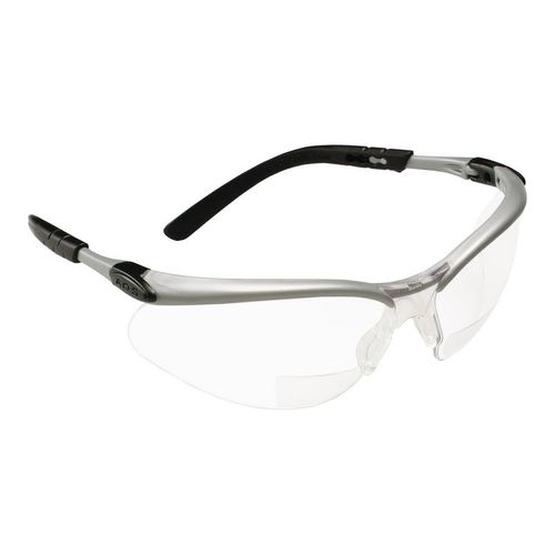 Main product image of Magnifier Safety Glasses, Clear +2.0 Anti-Fog Polycarbonate Lens, Silver & Black Frame, ANSI Z87.1, 7000052794