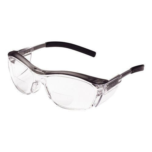 Main product image of Magnifier Safety Glasses, Clear +2.5 Anti-Fog Polycarbonate Lens, Gray Frame, ANSI Z87.1, 7000052799