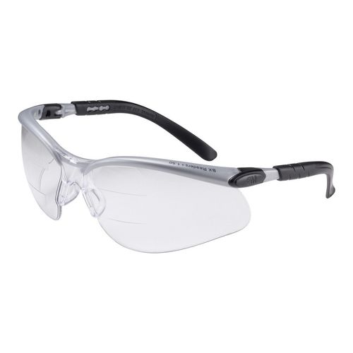 Main product image of BX Magnifier Safety Glasses, Clear Anti-Fog Lens, Silver & Black Frame, ANSI Z87.1/CSA Z94.3, 7000127661