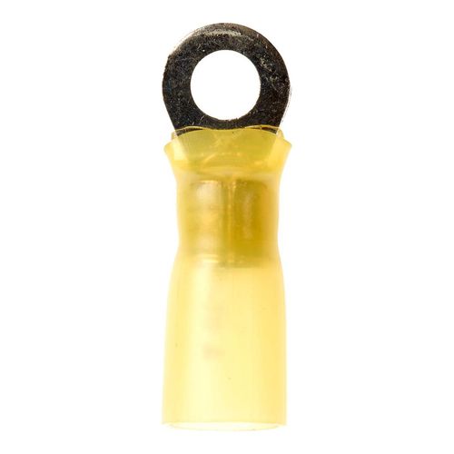 Main product image of Partially Insulated, 12 to 10 AWG, Crimp Connection Circular Ring Terminal #10 Stud, Yellow (1.1" Long x 0.38" Wide), 7000133378