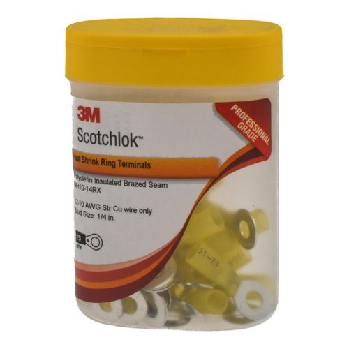 Main product image of Partially Insulated, 12 to 10 AWG, Crimp Connection Circular Ring Terminal, Yellow (1.2" Long x 0.59" Wide), 7000133380
