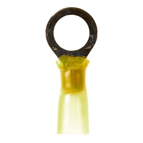 Main product image of Partially Insulated, 12 to 10 AWG, Crimp Connection Circular Ring Terminal, Yellow (1.2" Long x 0.59" Wide), 7000133381