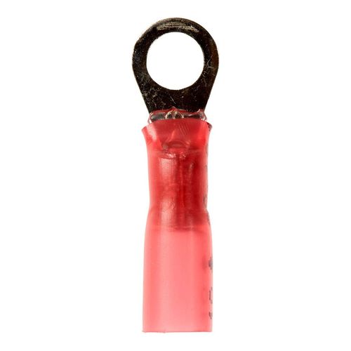 Main product image of Partially Insulated, 22 to 18 AWG, Crimp Connection Circular Ring Terminal #8 Stud, Red (1" Long x 0.31" Wide), 7000133396