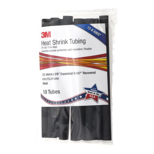 Main product image of 3/8" ID Before Shrinking, 0.187" ID After Shrinking, 6" OAL Heat-Shrink & Cold-Shrink Sleeve (Black), 7000133696