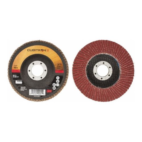 Main product image of 7/8" Hole, 40 Grit, Ceramic, Type 27 Coated, Very Coarse Grade, Cloth-Backed, 13,300 RPM, Flap Disc, 7000148181