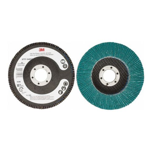 Main product image of 7/8" Hole, 80 Grit, Zirconia Alumina, Type 27 Coated, Medium Grade, Cloth-Backed, 13,300 RPM, Flap Disc, 7010308898